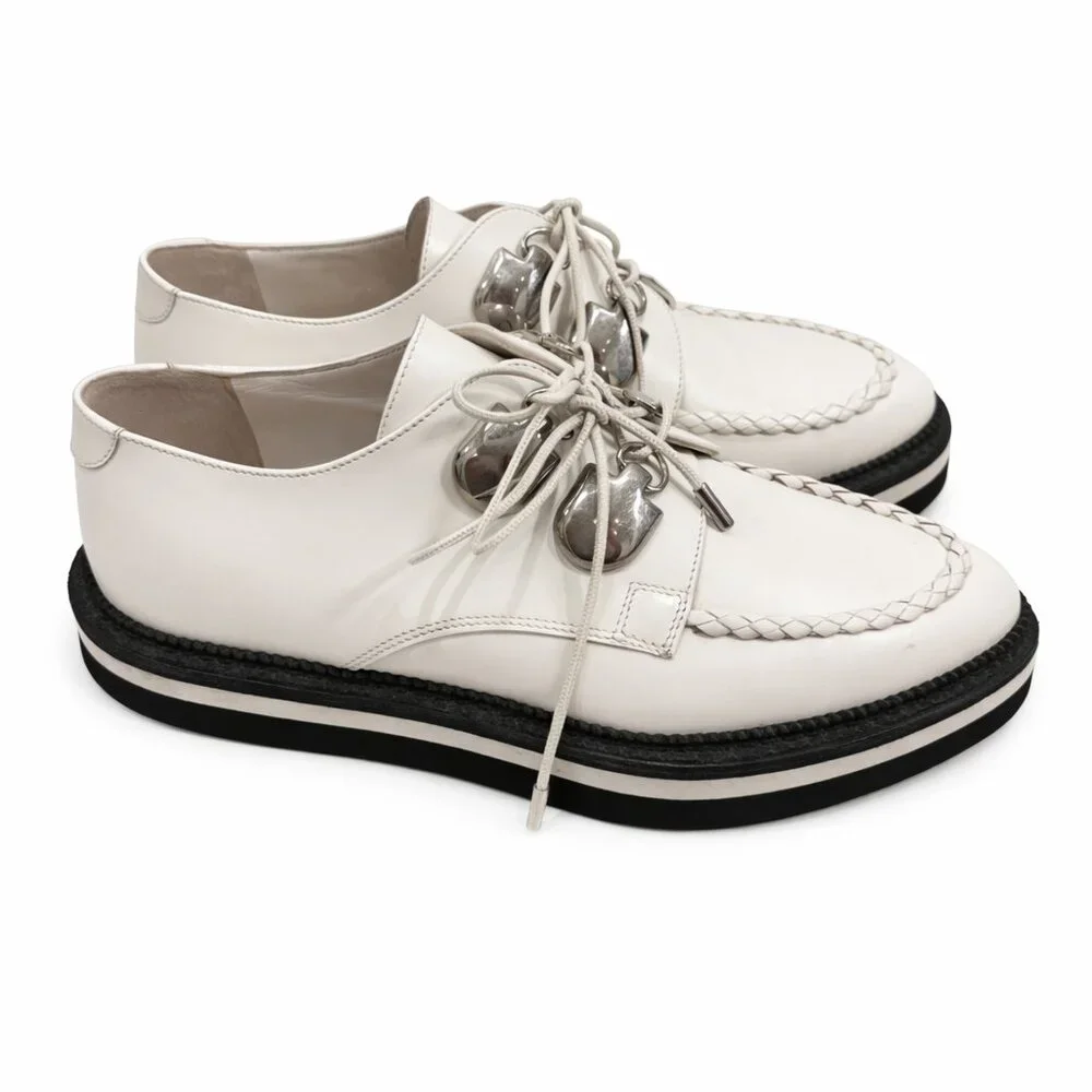 ALEXANDER McQUEEN Rare Creepers Rockabilly Oxfords 36.5 Ivory Leather Platform